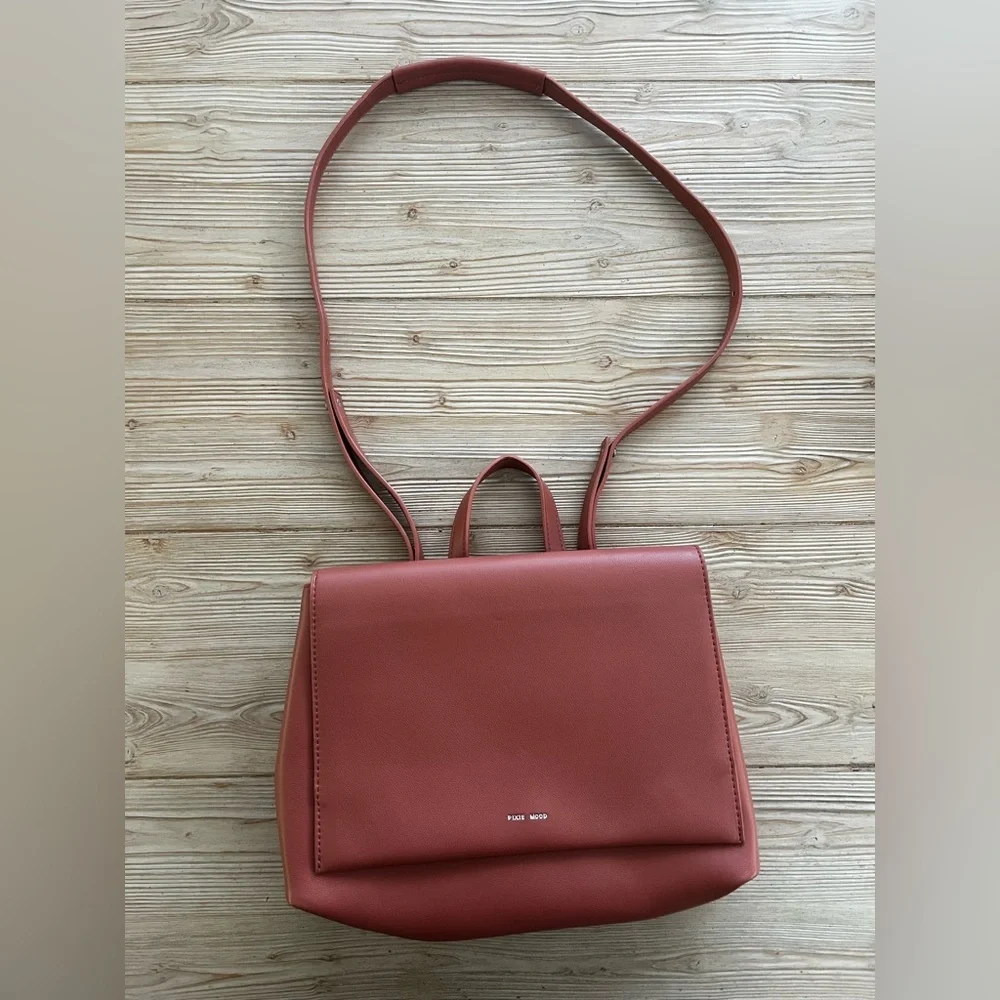 Pixie Mood Vegan Leather Backpack Crossbody Terracotta Pink Convertible